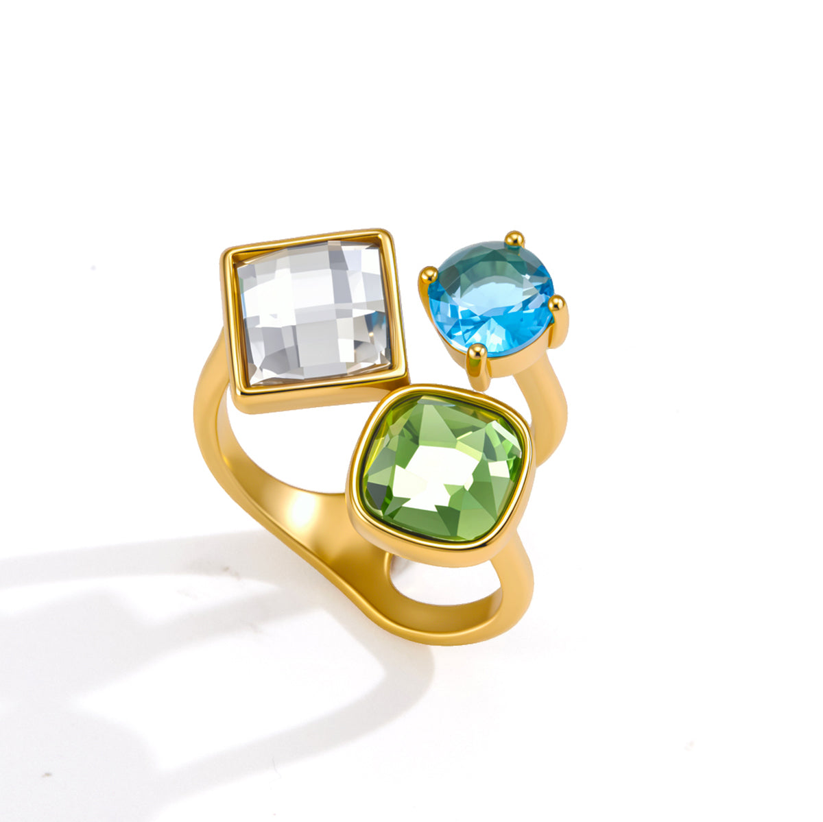 J&D Square Blue Round Zirconia