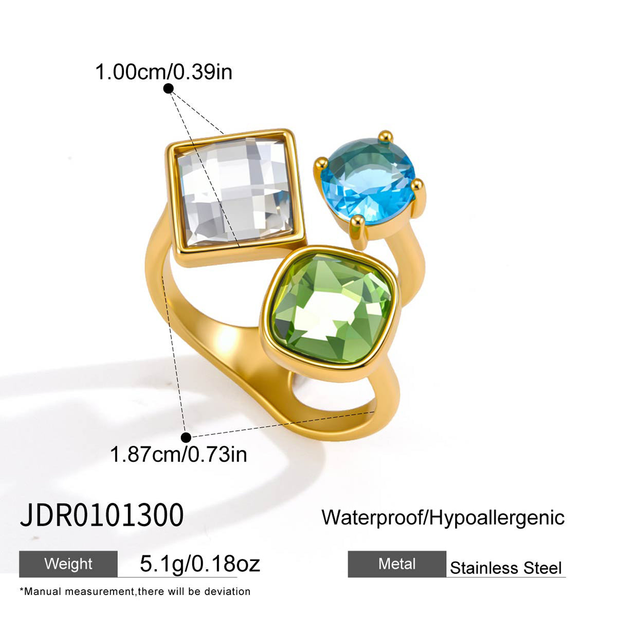 J&D Square Blue Round Zirconia