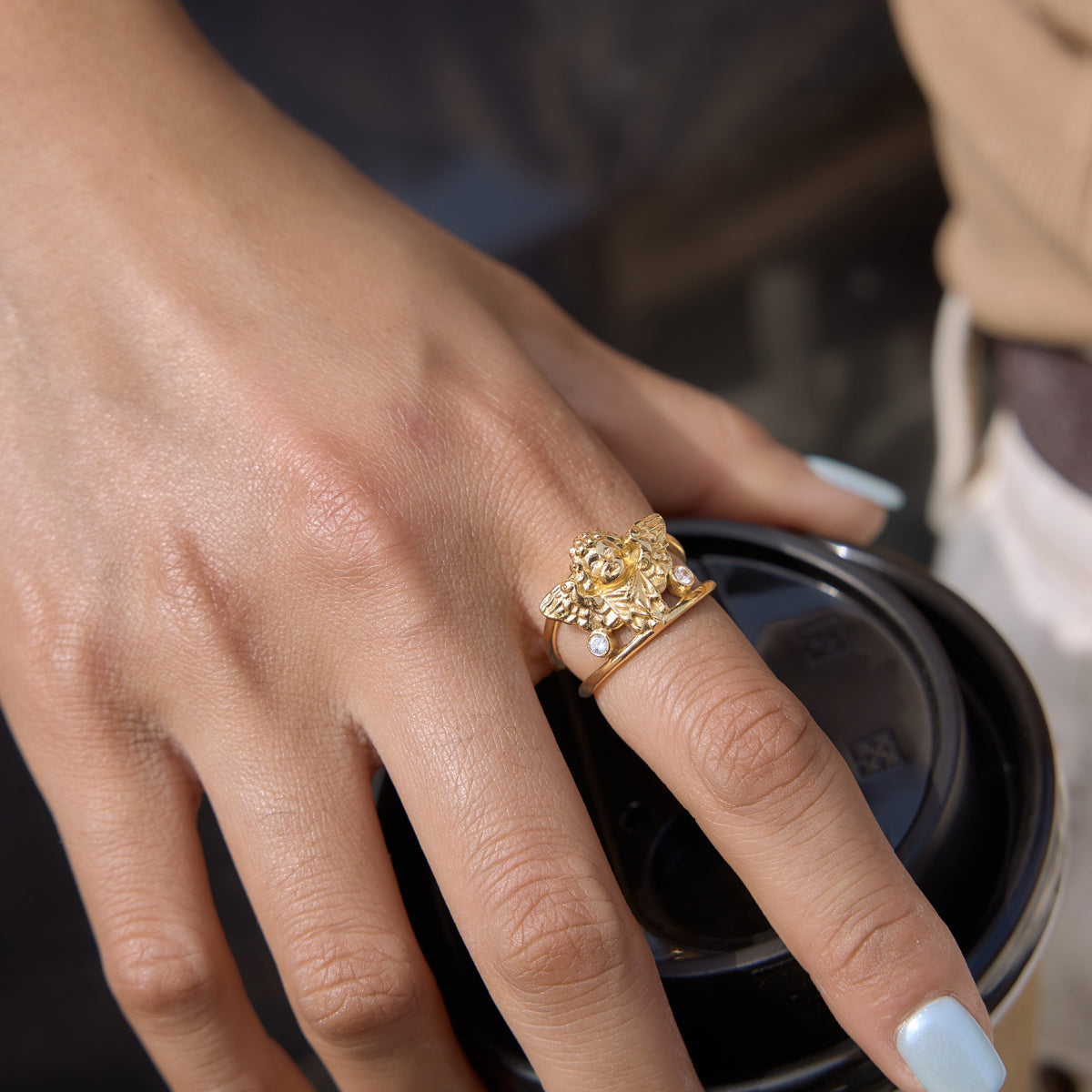 J&D  Double Layer Hollow Ring