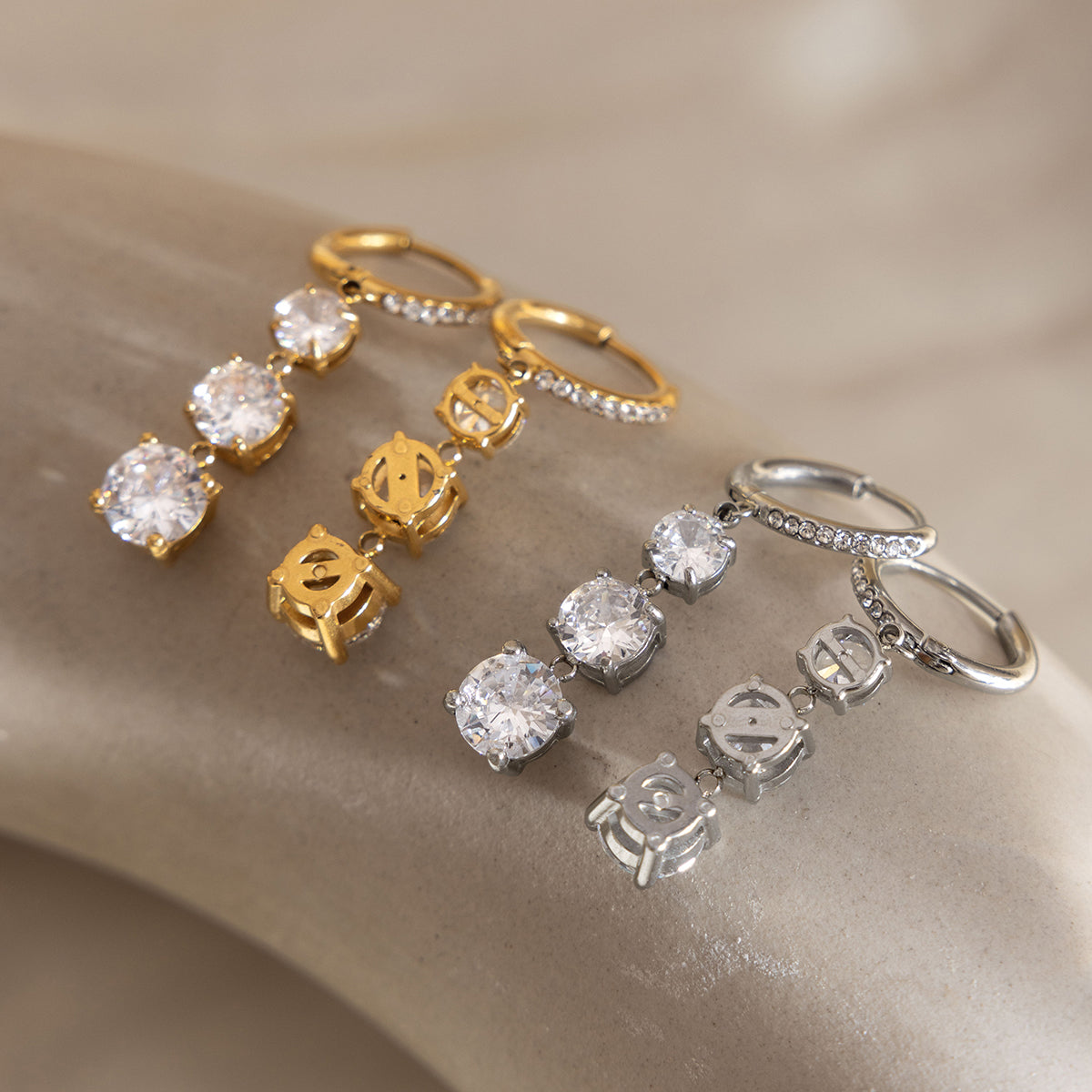J&D  Drop Hoop Earrings Waterproof