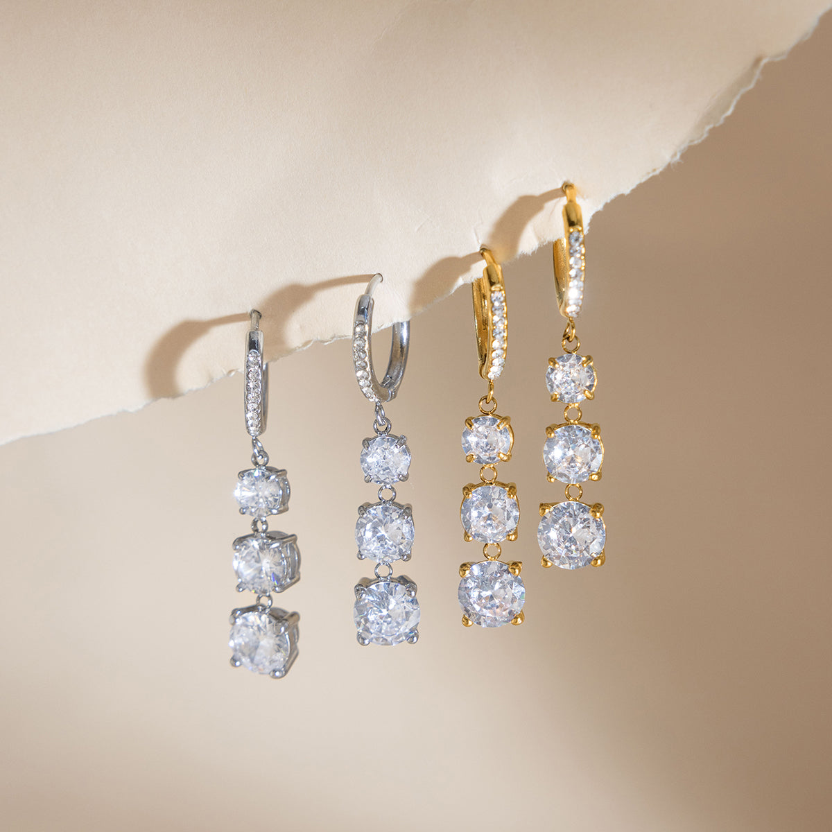 J&D  Drop Hoop Earrings Waterproof