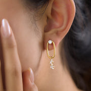 J&D  Round White Zirconia Drop Earrings