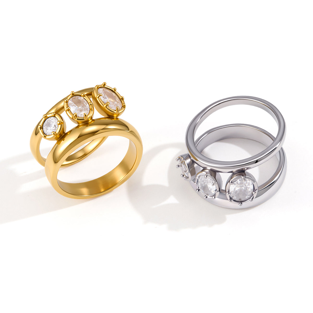 J&D Double Layer Hollow Ring with Oval