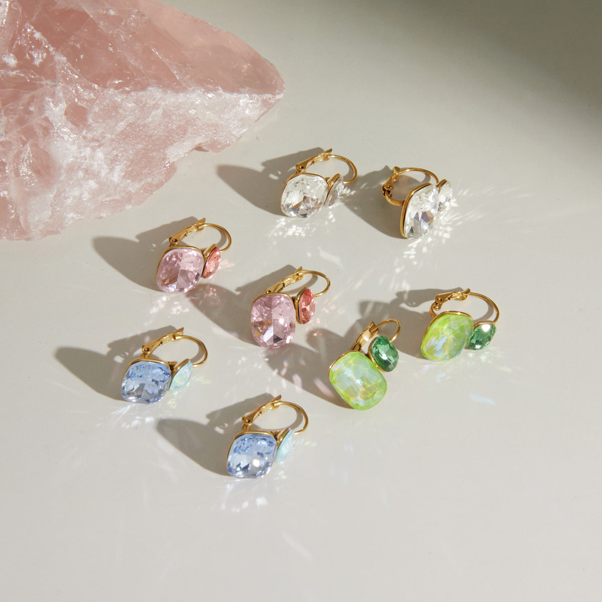 J&D   Square Rhinestone Double Layer