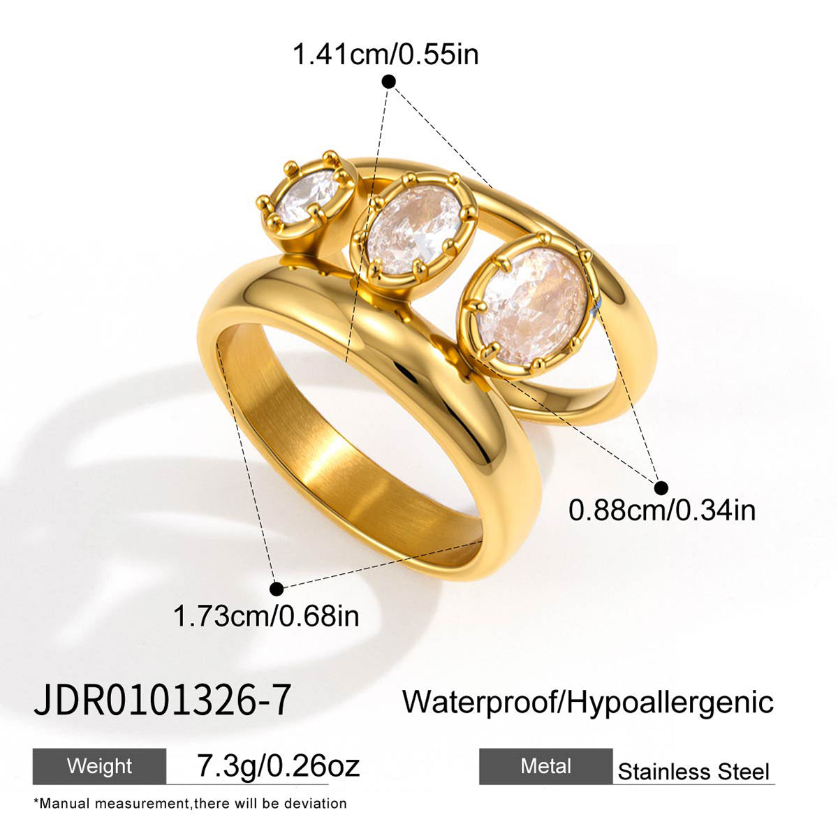 J&D Double Layer Hollow Ring with Oval