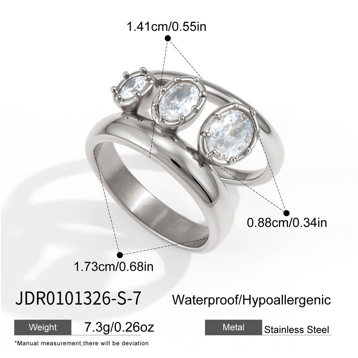 J&D Double Layer Hollow Ring with Oval