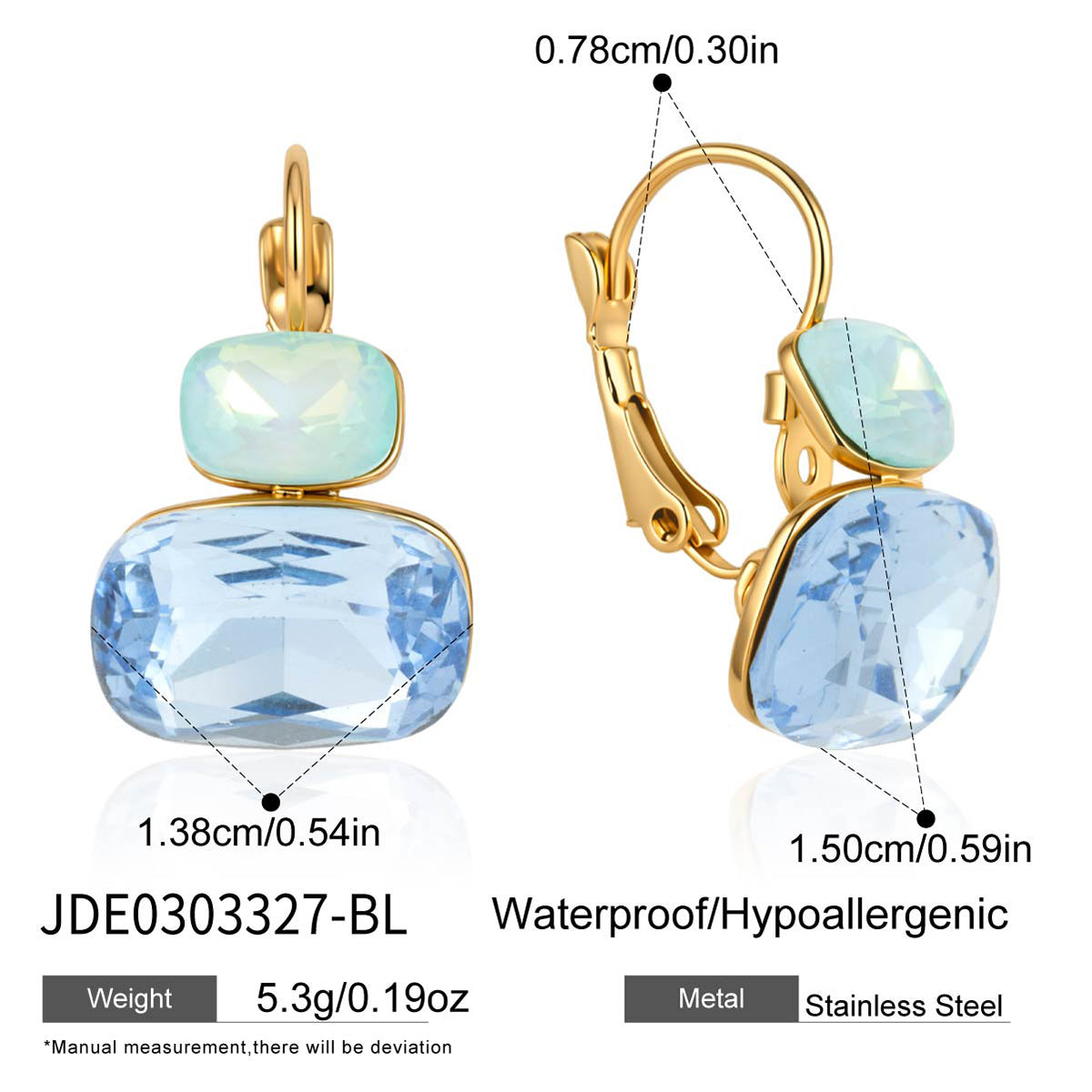 J&D   Square Rhinestone Double Layer