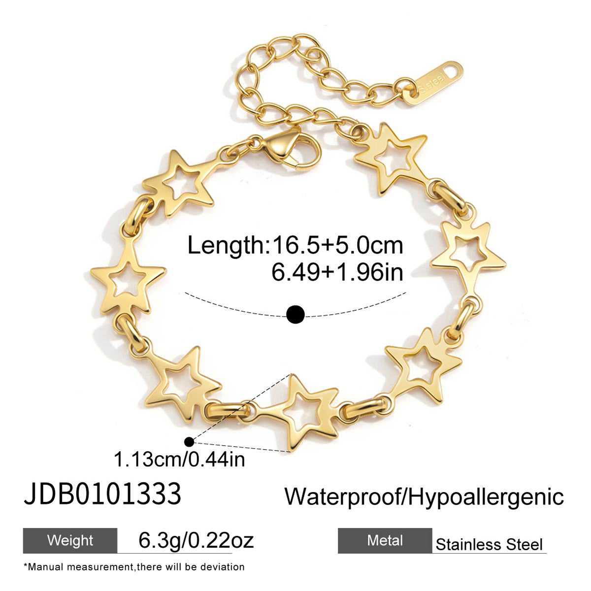 J&D  Hollow Star Chain Bracelet
