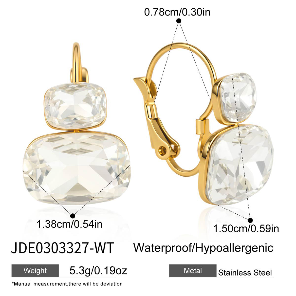 J&D   Square Rhinestone Double Layer