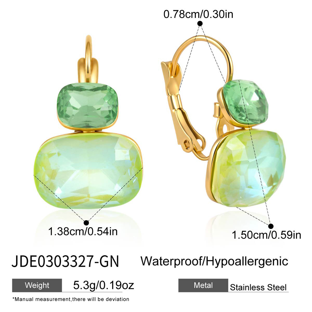 J&D   Square Rhinestone Double Layer