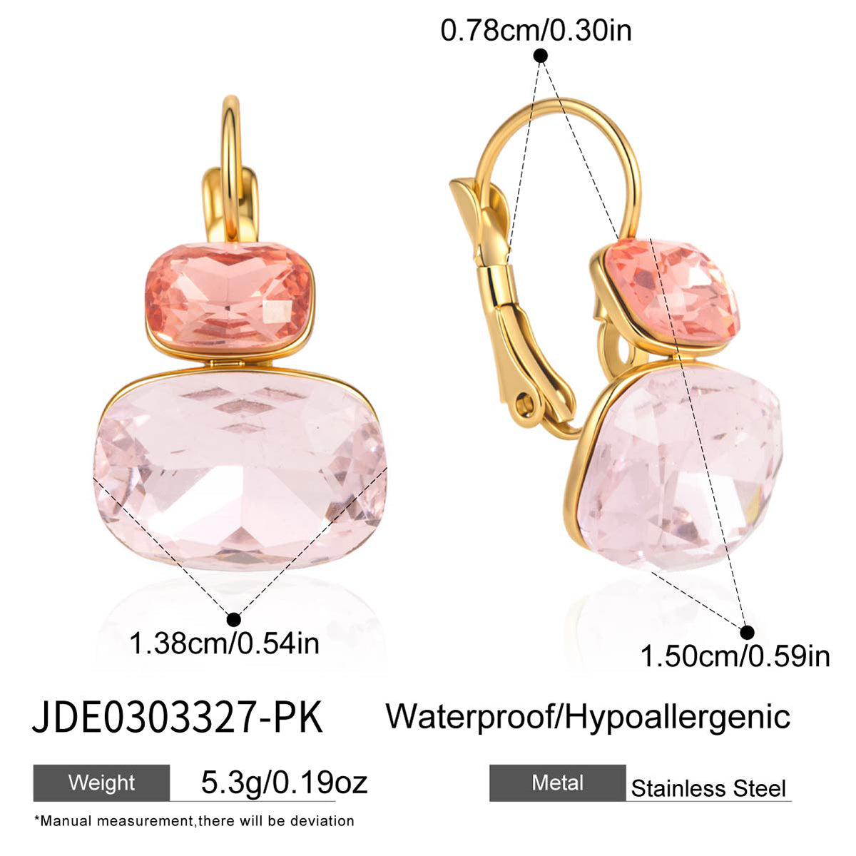 J&D   Square Rhinestone Double Layer