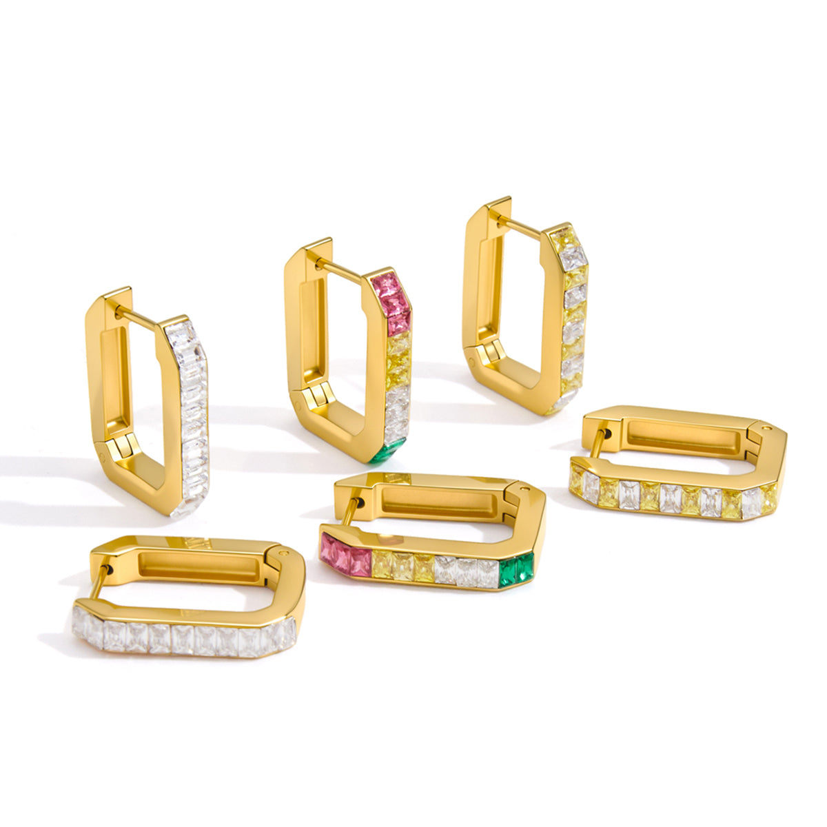 J&D  Colorful Rainbow Zirconia U Shape