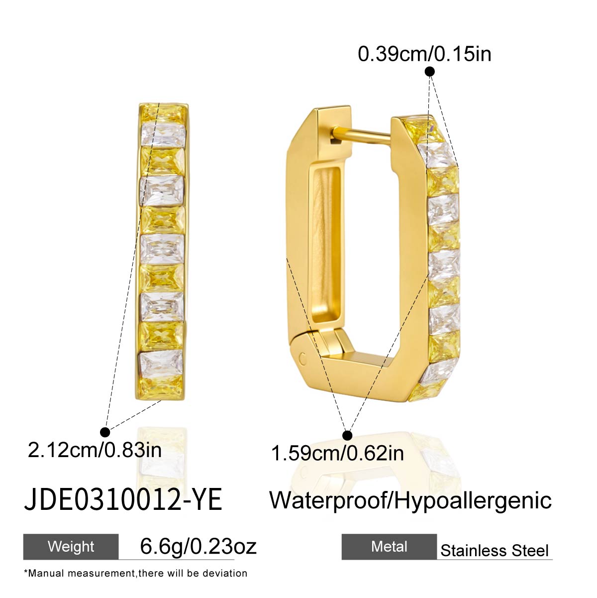J&D  Colorful Rainbow Zirconia U Shape