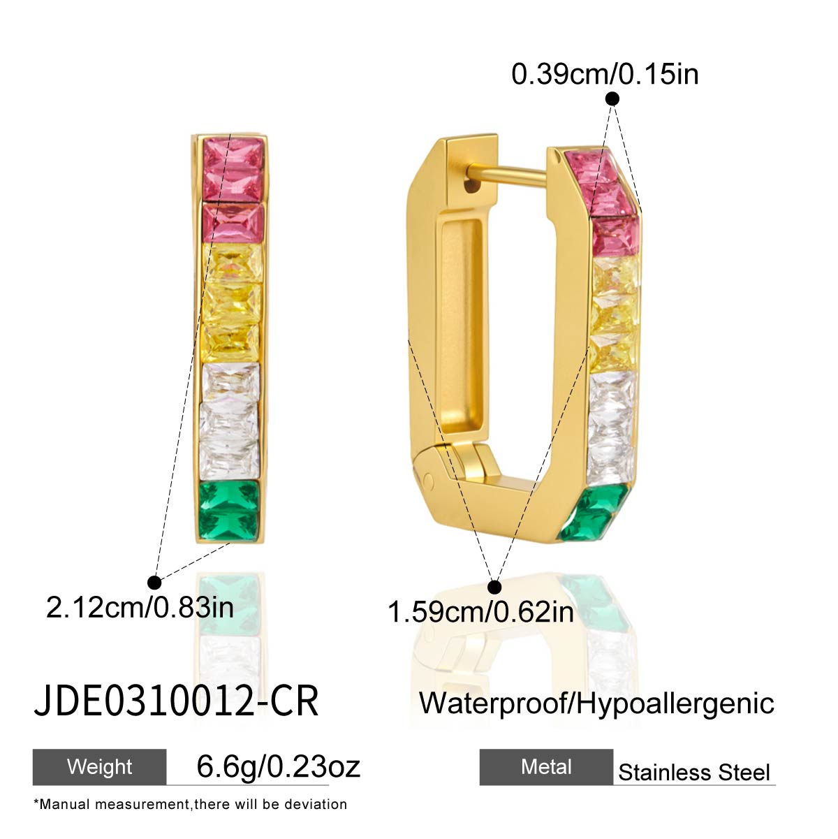 J&D  Colorful Rainbow Zirconia U Shape
