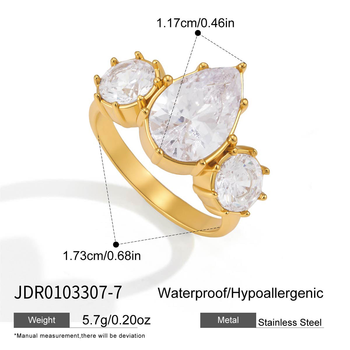J&D  Teardrop Round White