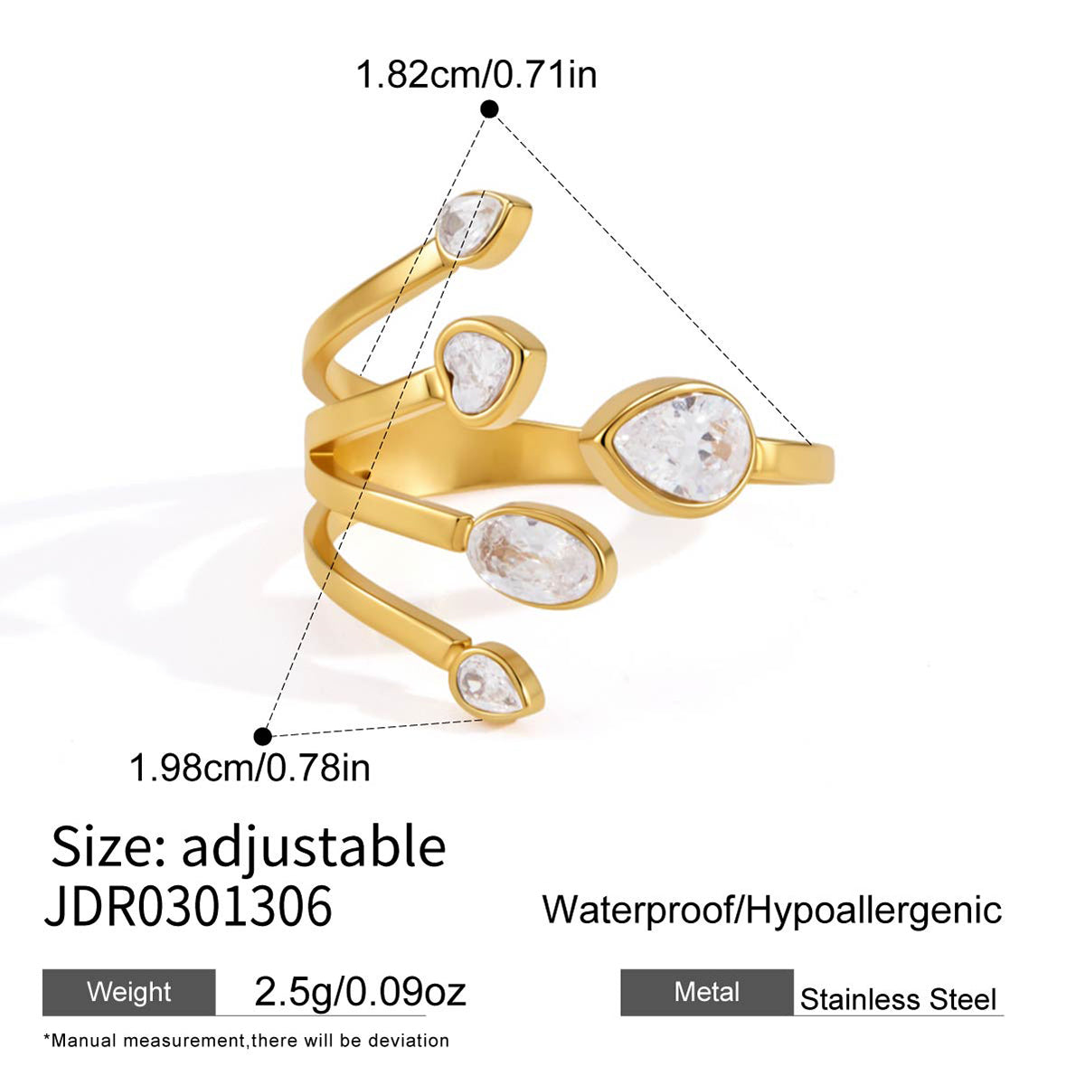 J&D Forked Adjustable Open Ring