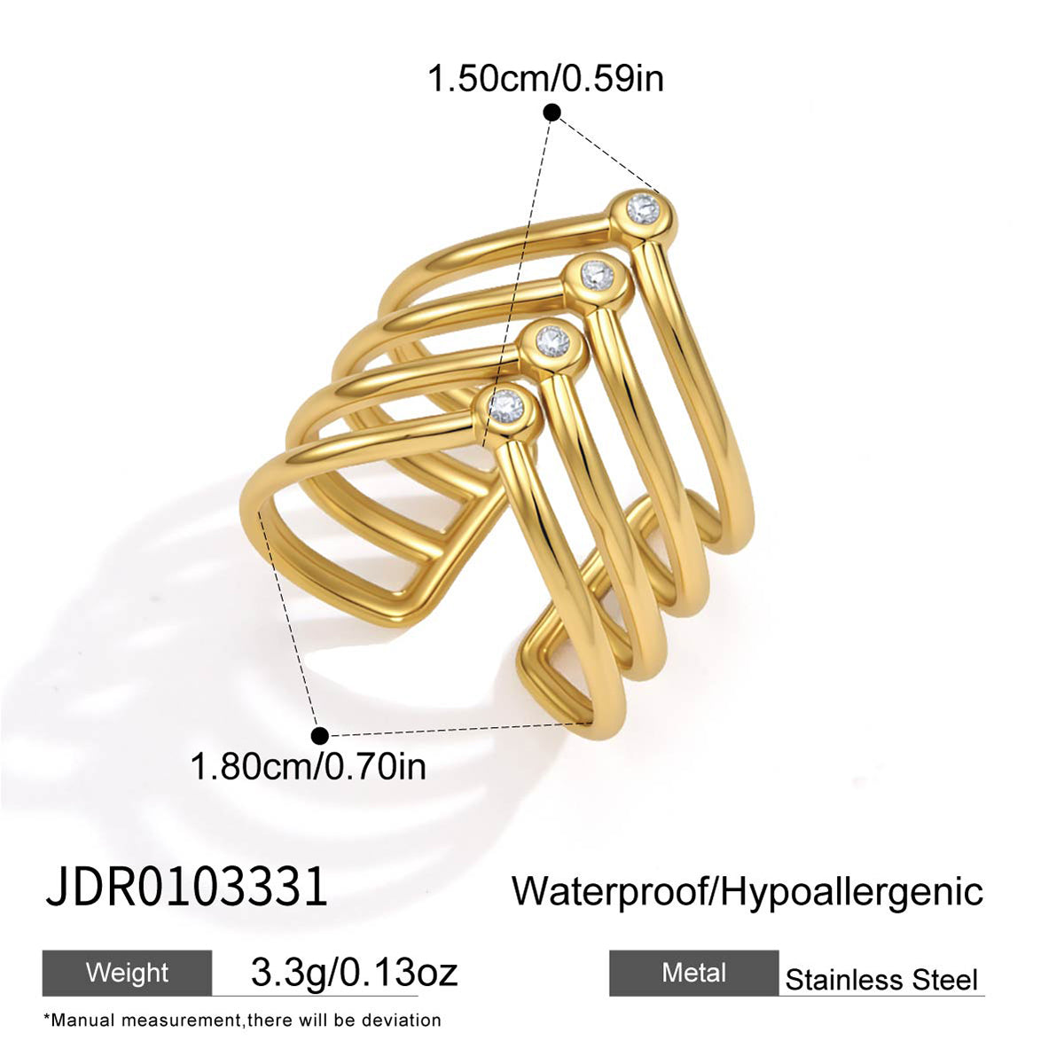 J&D  Waterproof Irregular Open Ring