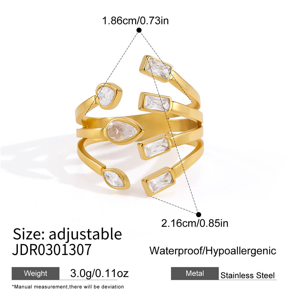 J&D Forked Adjustable Open Ring