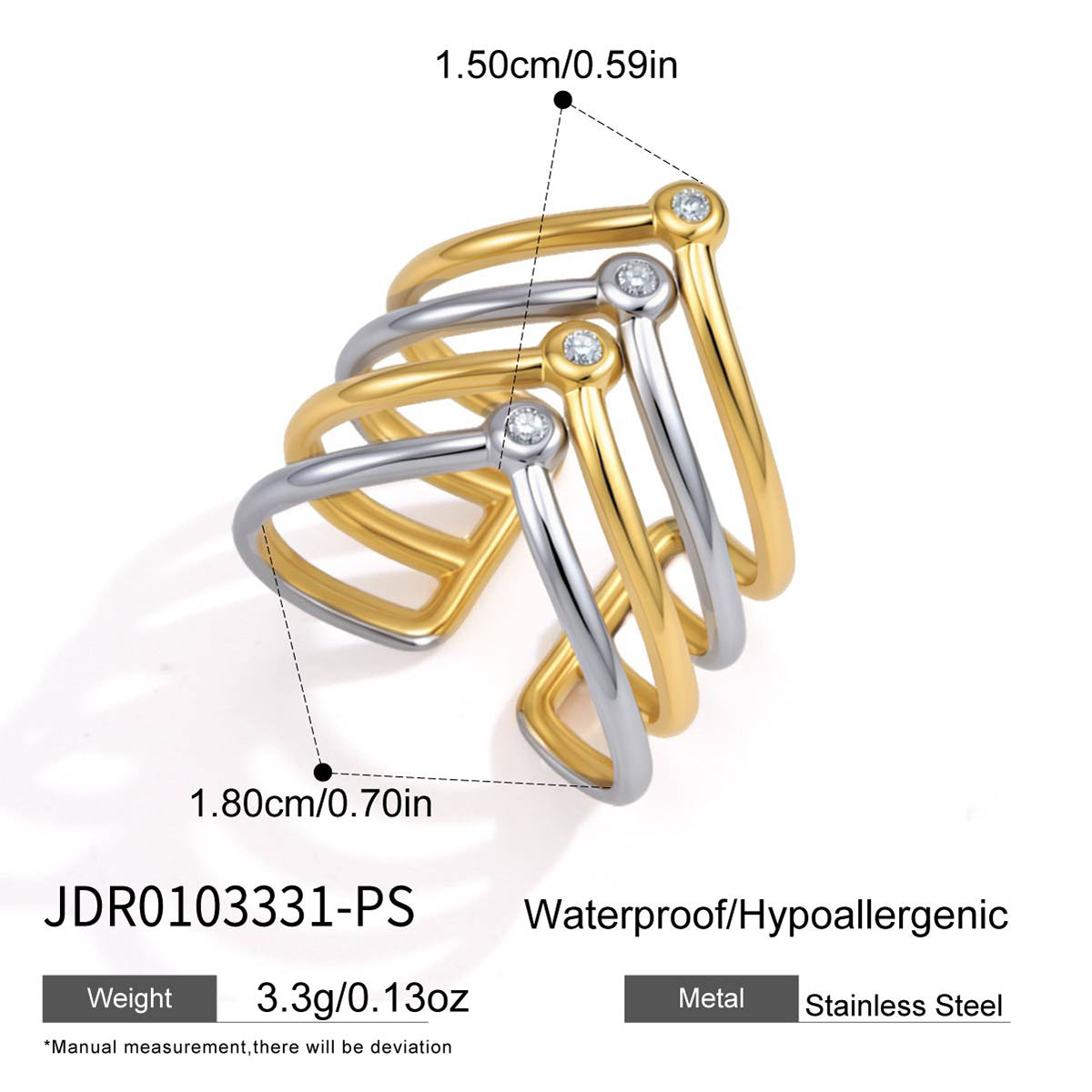 J&D  Waterproof Irregular Open Ring