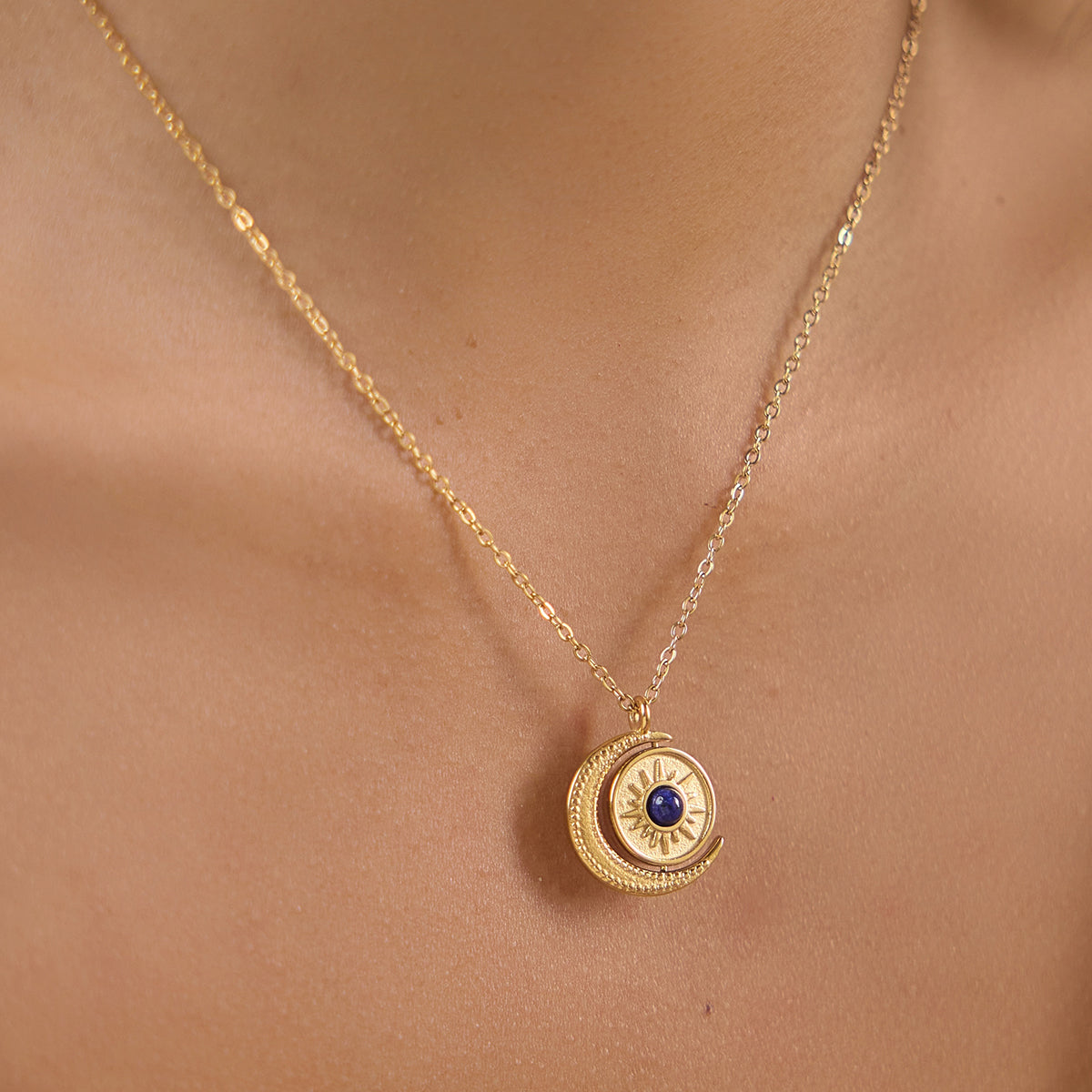 J&D  Rotating Sun Moon Pendant