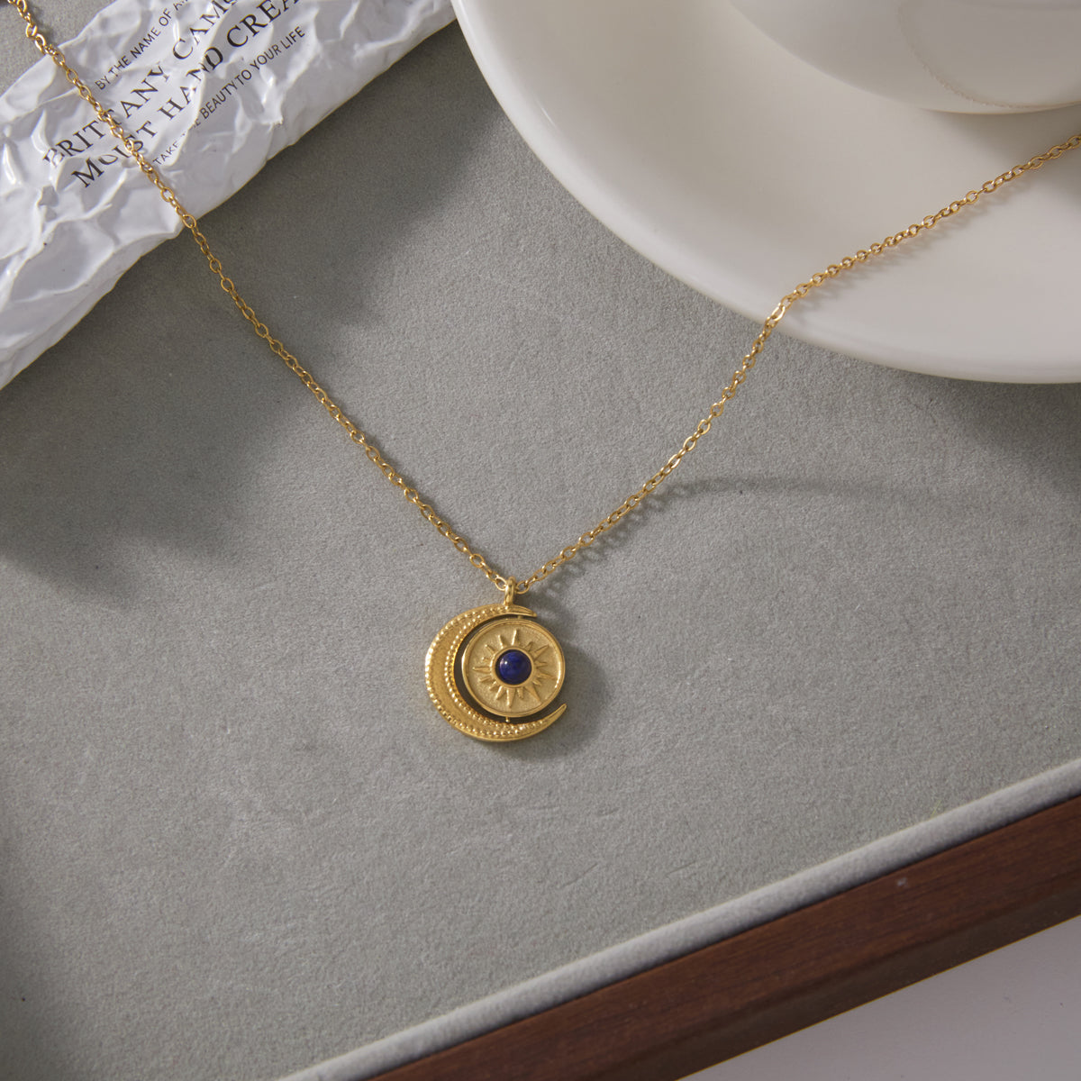 J&D  Rotating Sun Moon Pendant