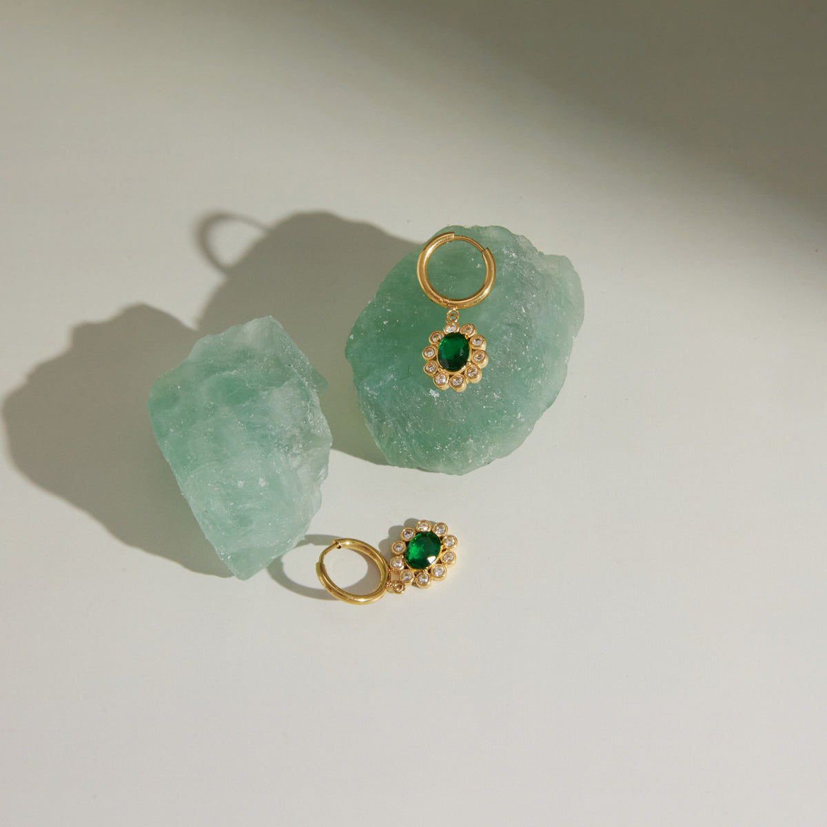 J&D  Flower Pendant Drop Hoops
