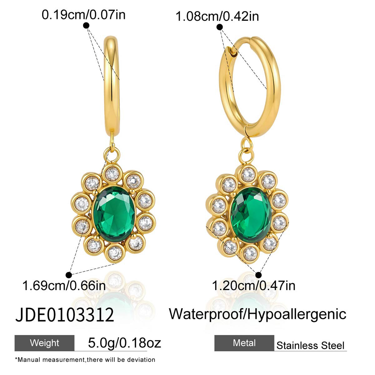 J&D  Flower Pendant Drop Hoops