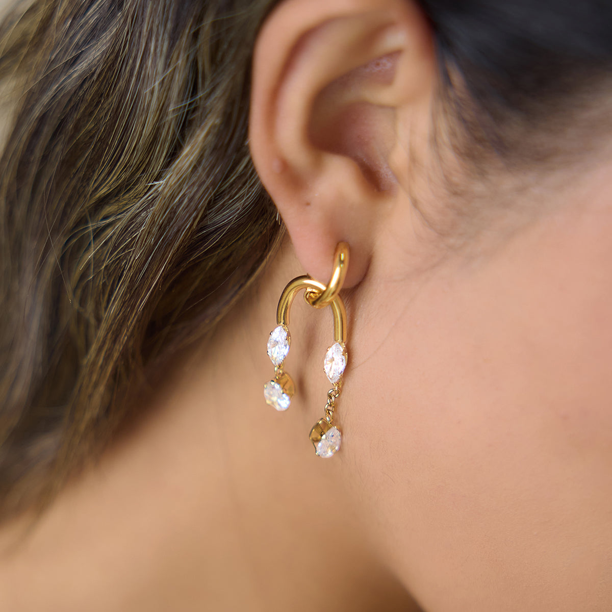 J&D  Marquise Pear Zirconia Tassel Drop