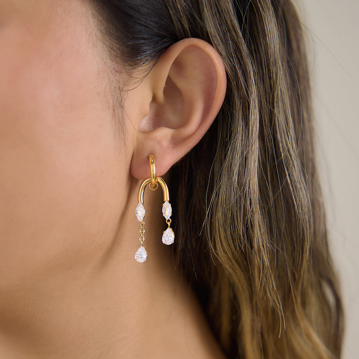 J&D  Marquise Pear Zirconia Tassel Drop