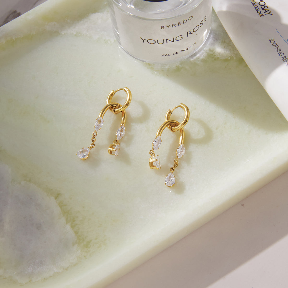 J&D  Marquise Pear Zirconia Tassel Drop