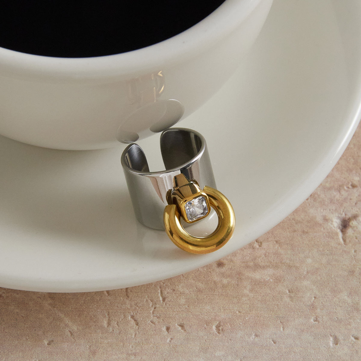 J&D  Movable Square Zirconia Stainless