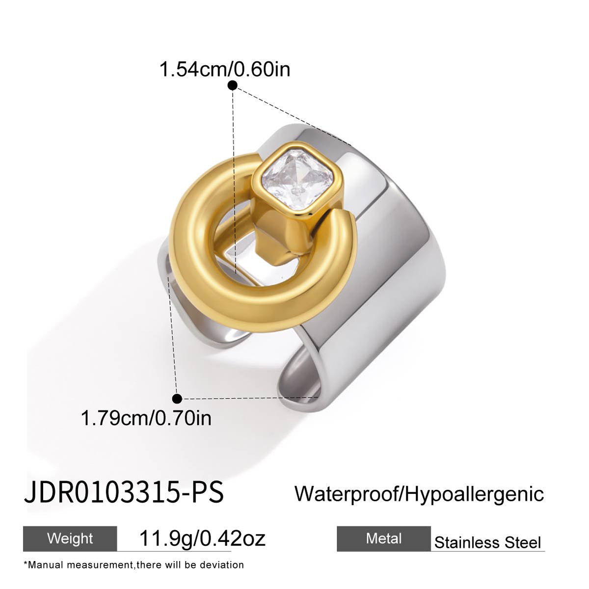 J&D  Movable Square Zirconia Stainless