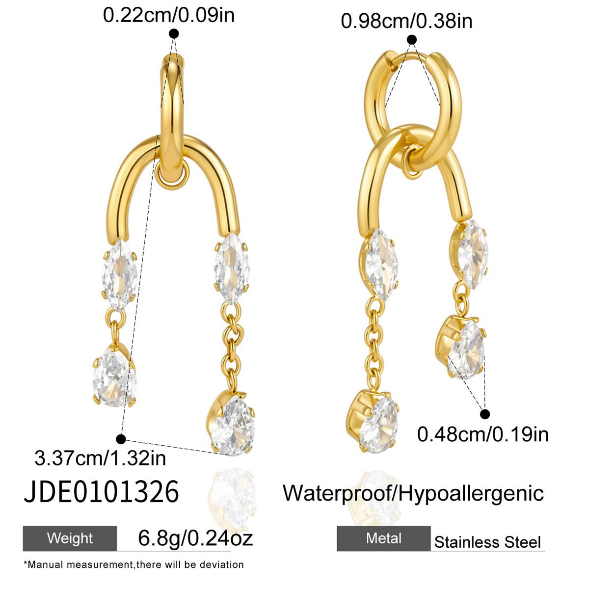 J&D  Marquise Pear Zirconia Tassel Drop