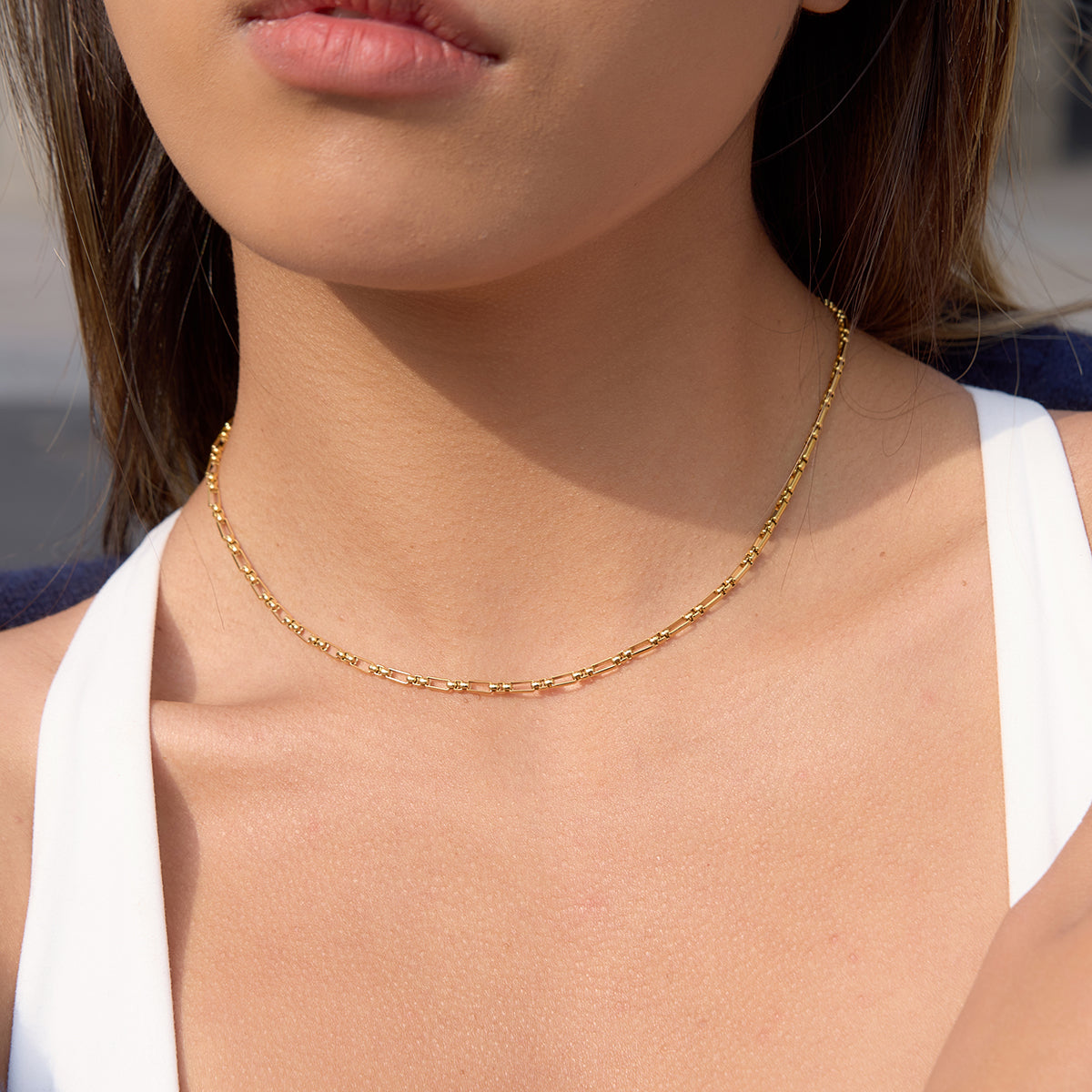 J&D   Trendy Minimalist Box Chain Necklace