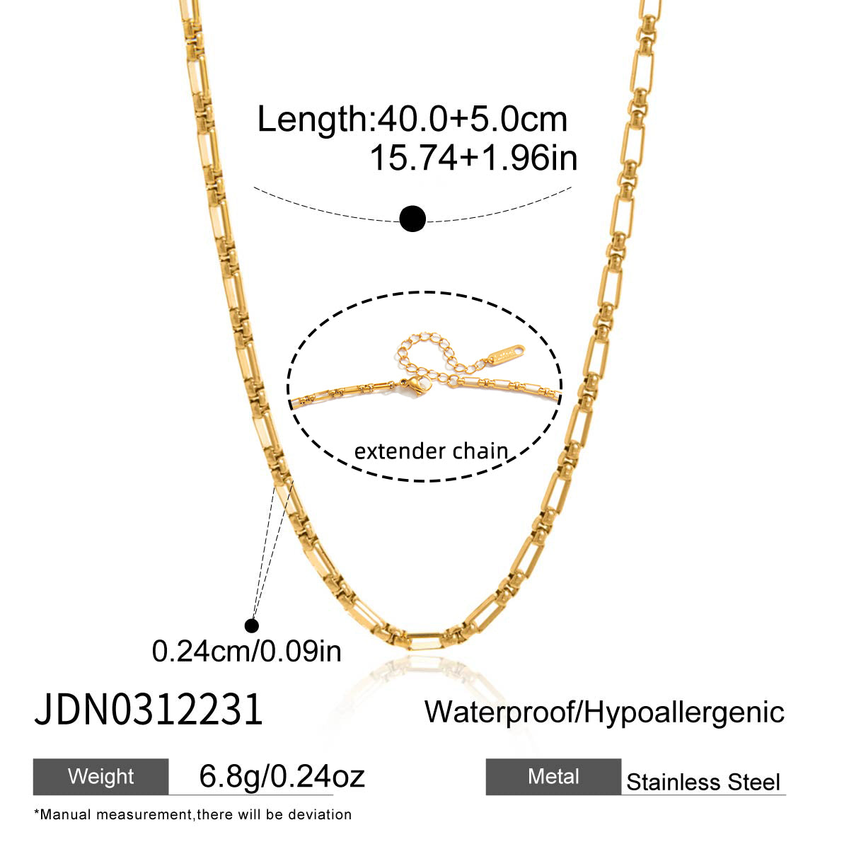 J&D   Trendy Minimalist Box Chain Necklace