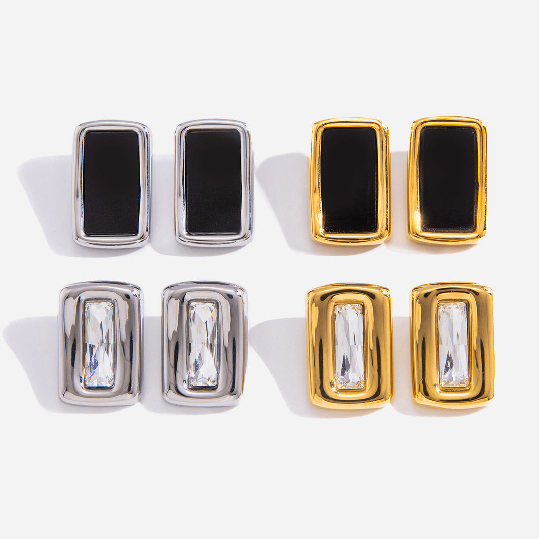 J&D   Black Acrylic White Zircon