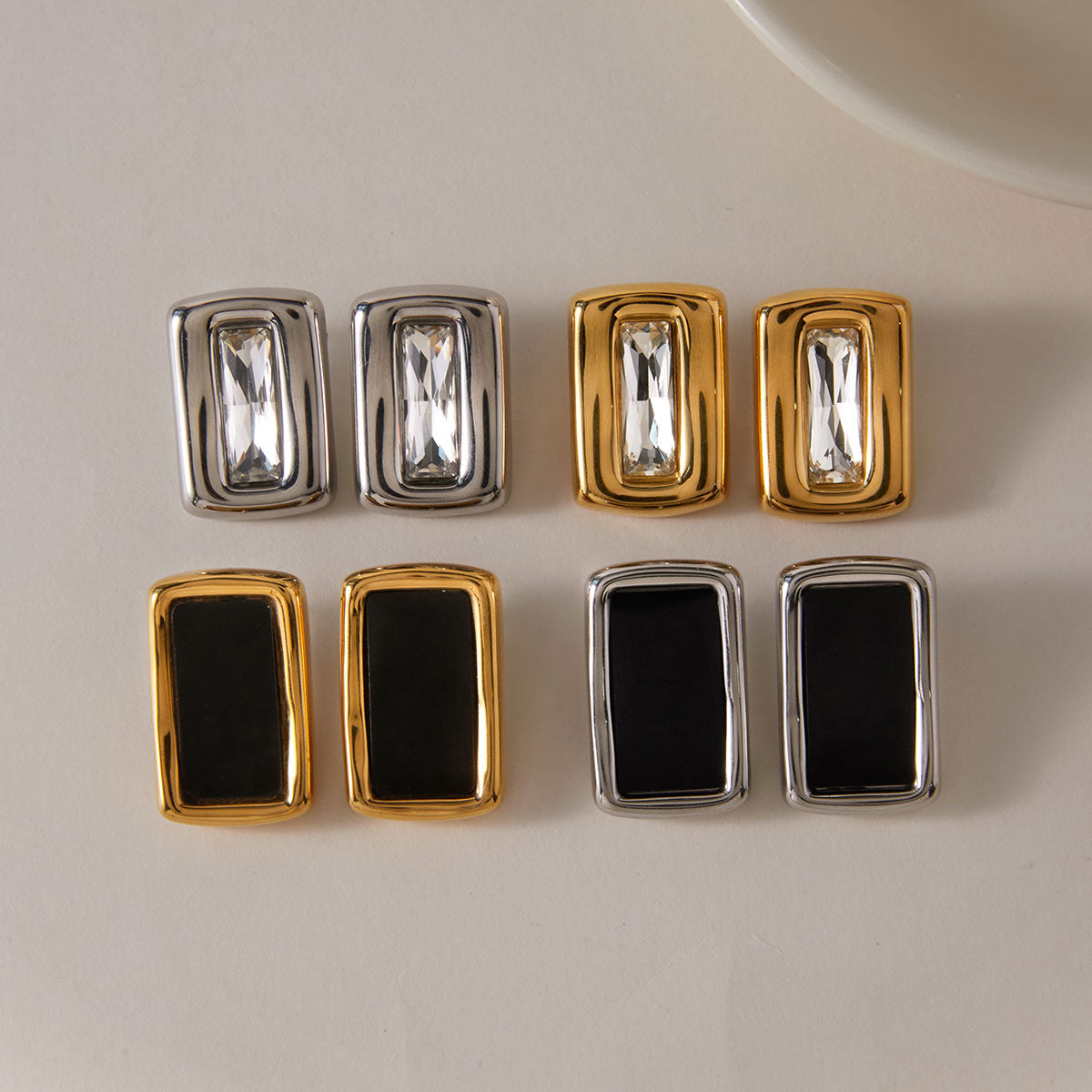 J&D   Black Acrylic White Zircon