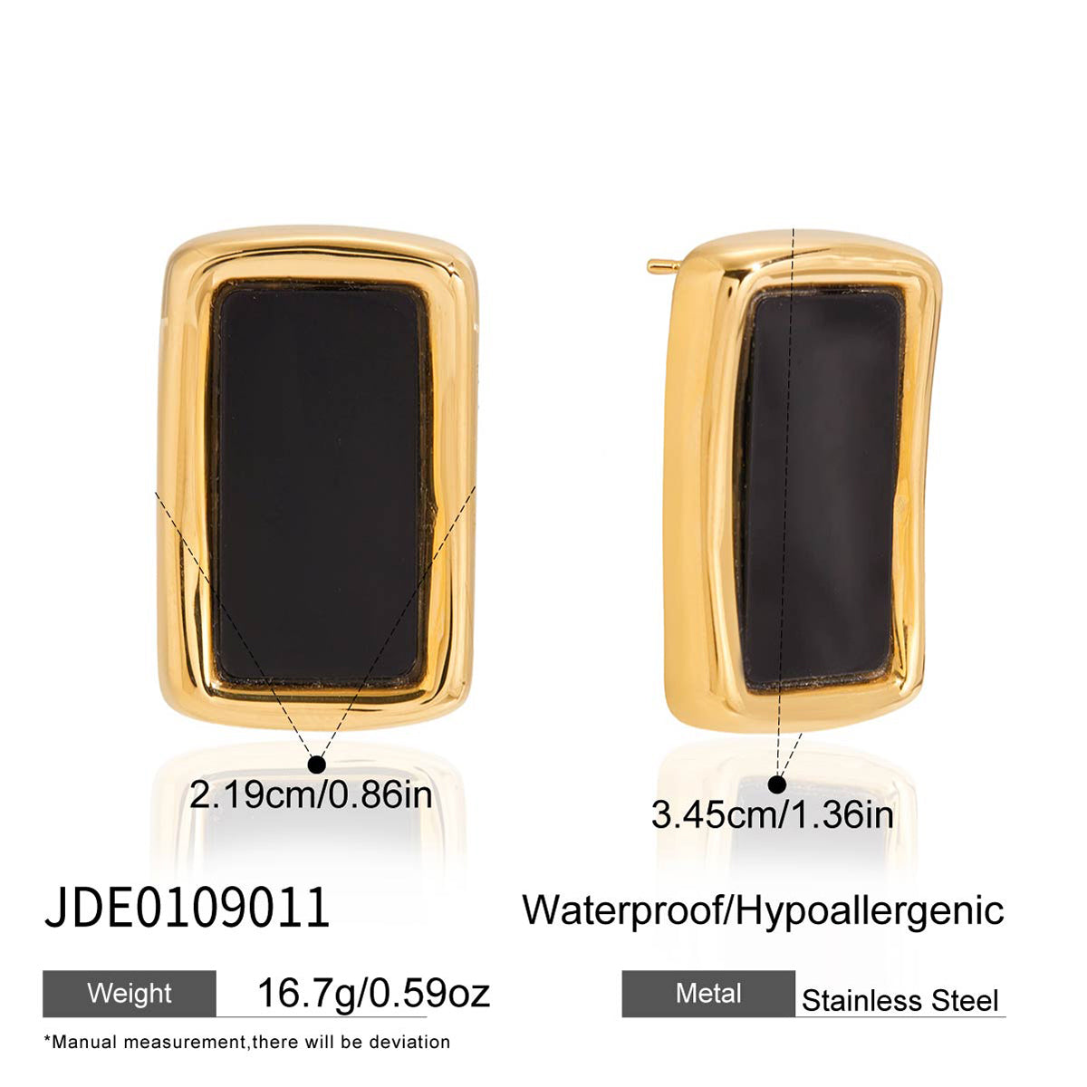 J&D   Black Acrylic White Zircon