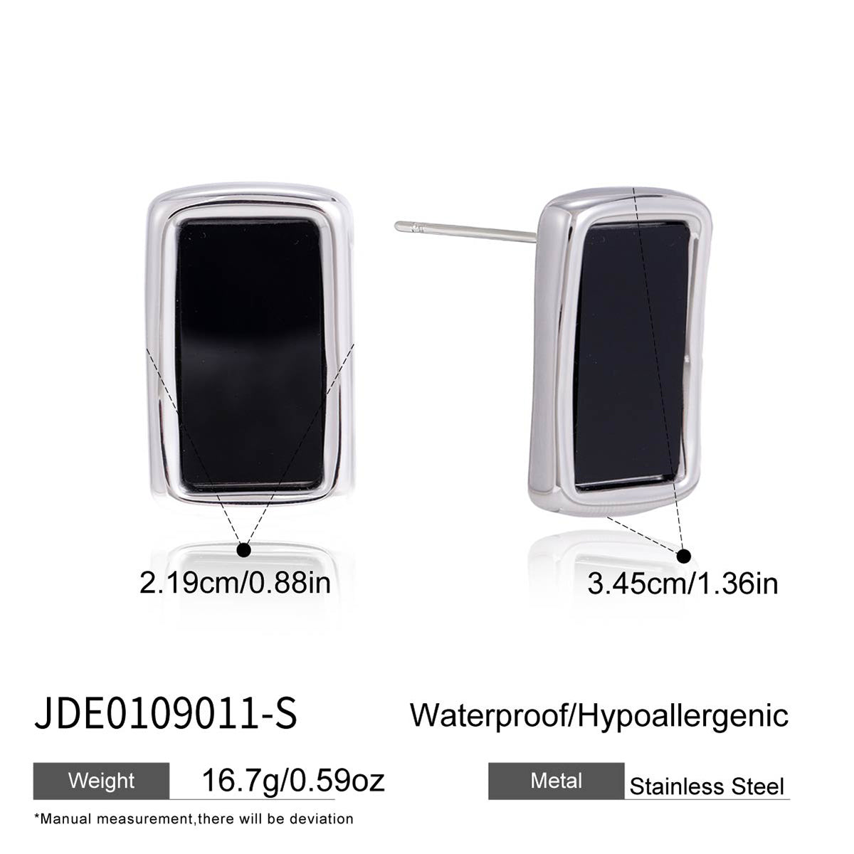J&D   Black Acrylic White Zircon