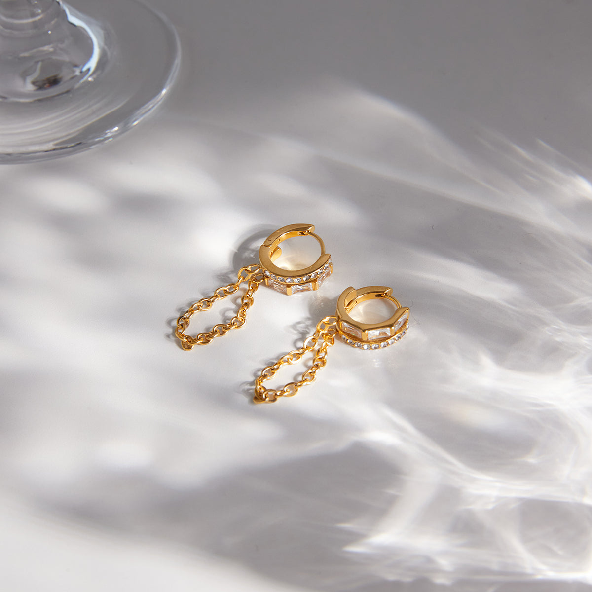 J&D   Rectangular CZ Chain Tassel Drops