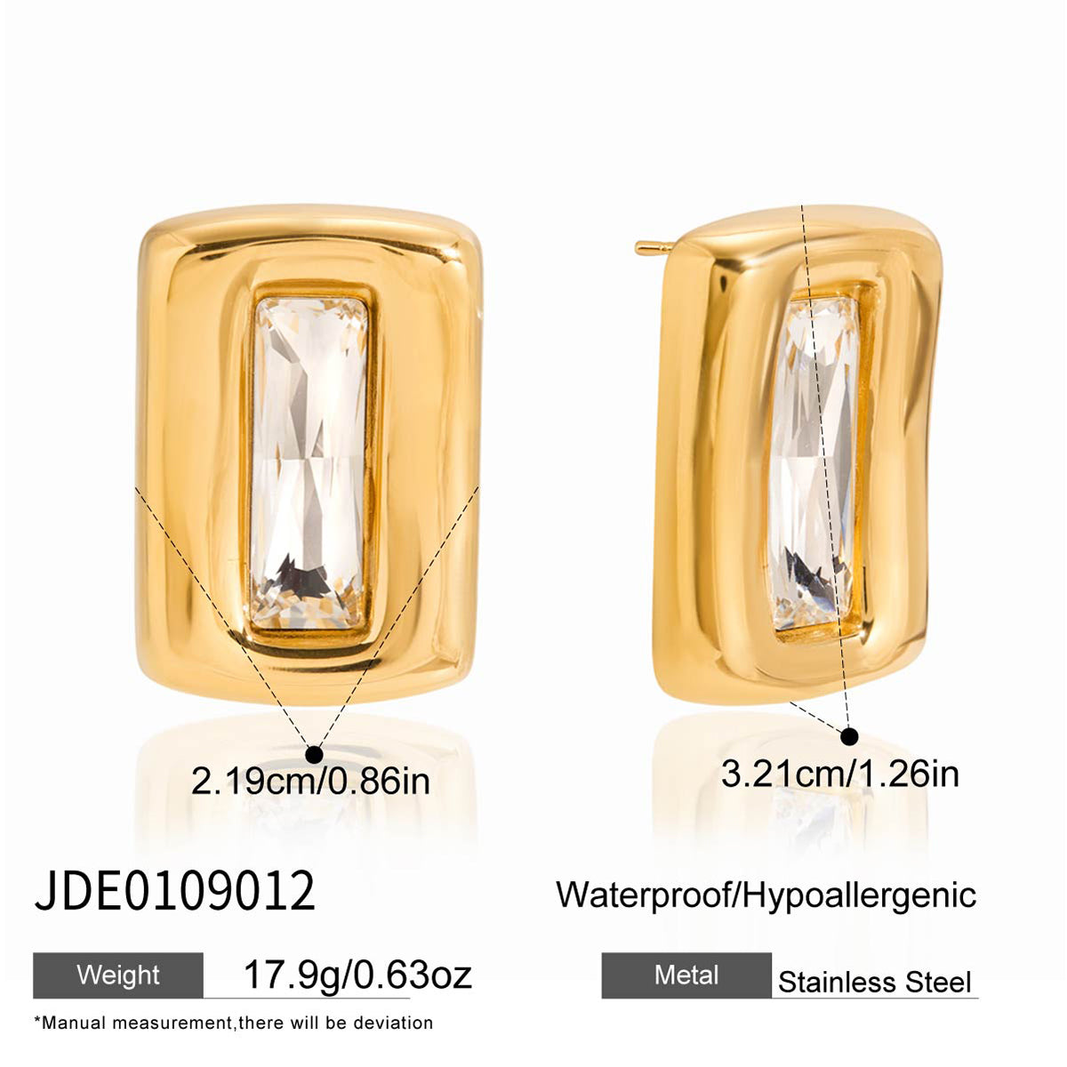 J&D   Black Acrylic White Zircon