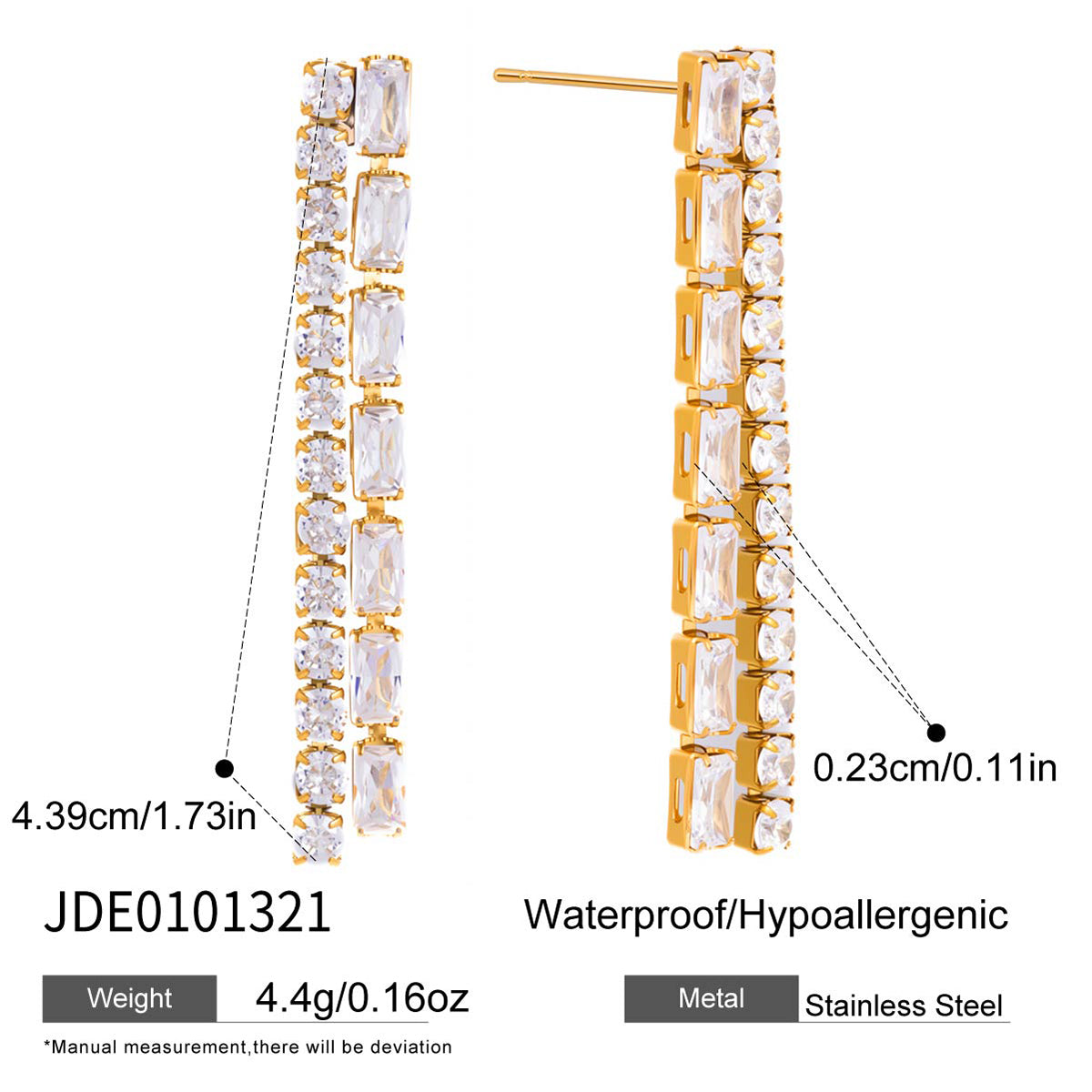 J&D  Fashion White Round Cubic Zirconia