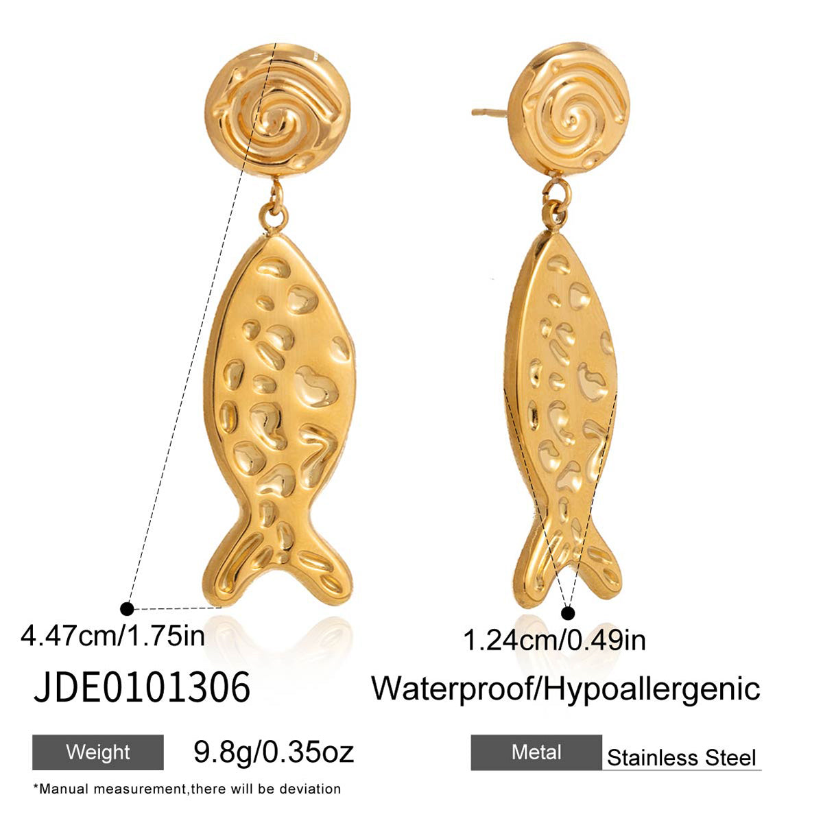 J&D  Hmmered Spiral Fish Pendant
