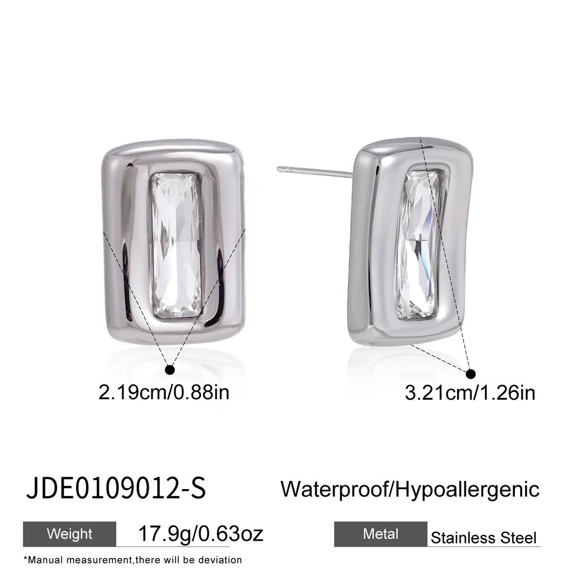 J&D   Black Acrylic White Zircon