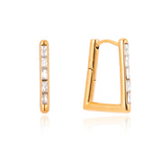 J&D  U Shaped Hoop Earrings Baguette Rhinestone