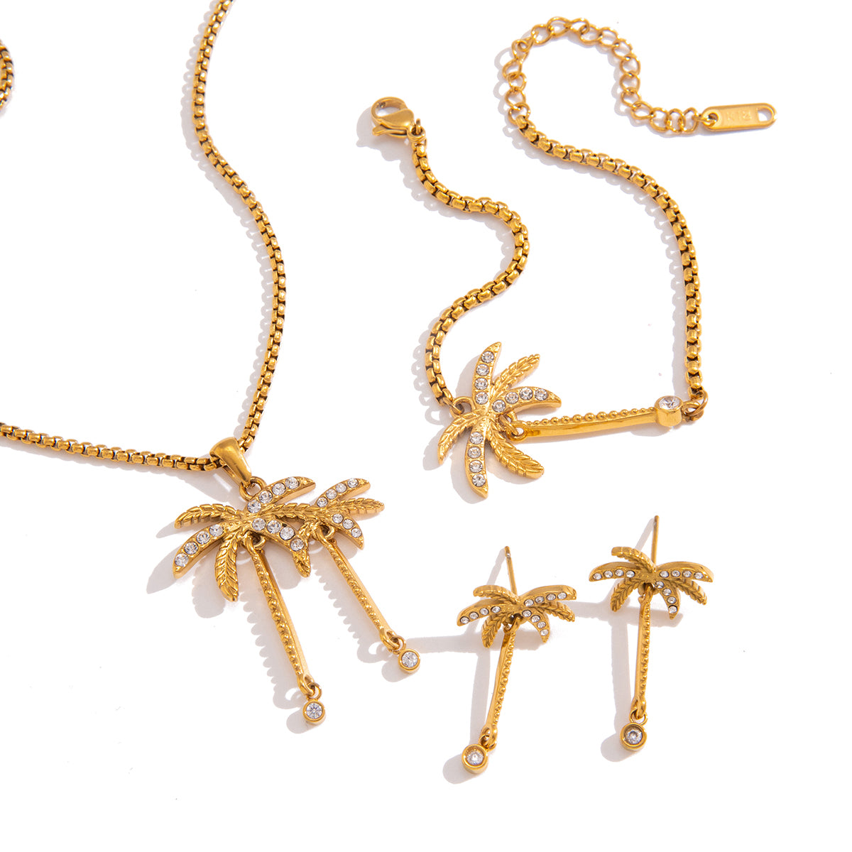 J&D  Rhinestone Coconut Tree Square