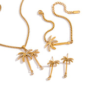 J&D  Rhinestone Coconut Tree Square