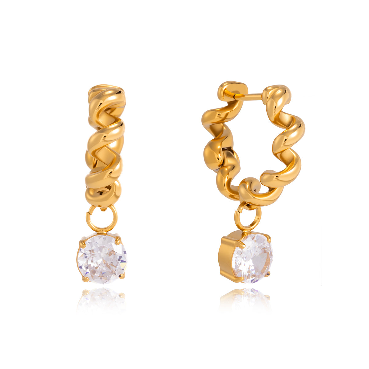 J&D   Pendant Spiral Wave Design Earring