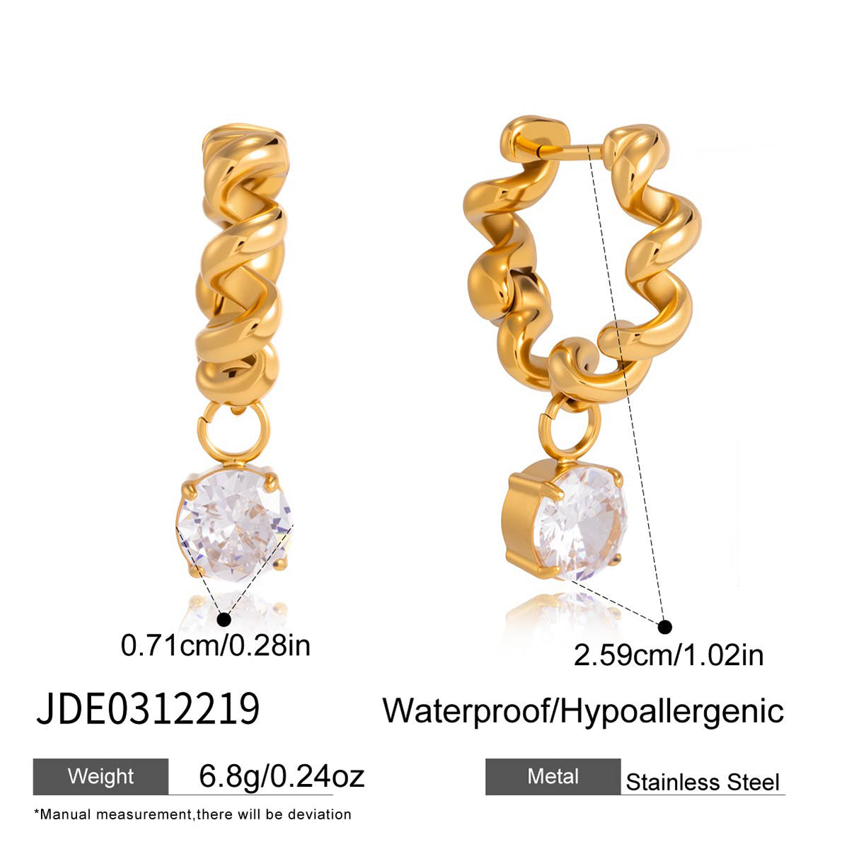 J&D   Pendant Spiral Wave Design Earring
