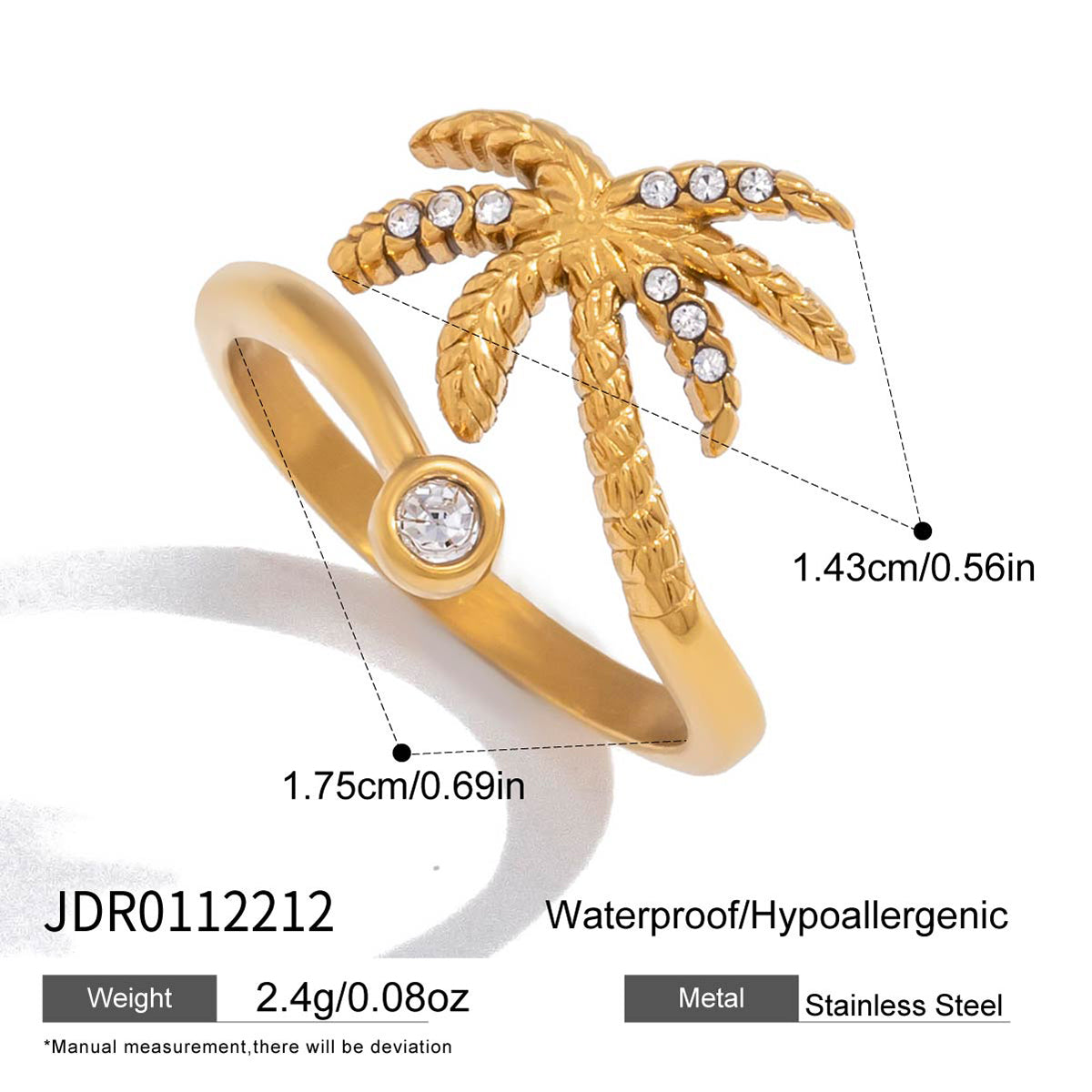 J&D  Rhinestone Coconut Tree Square